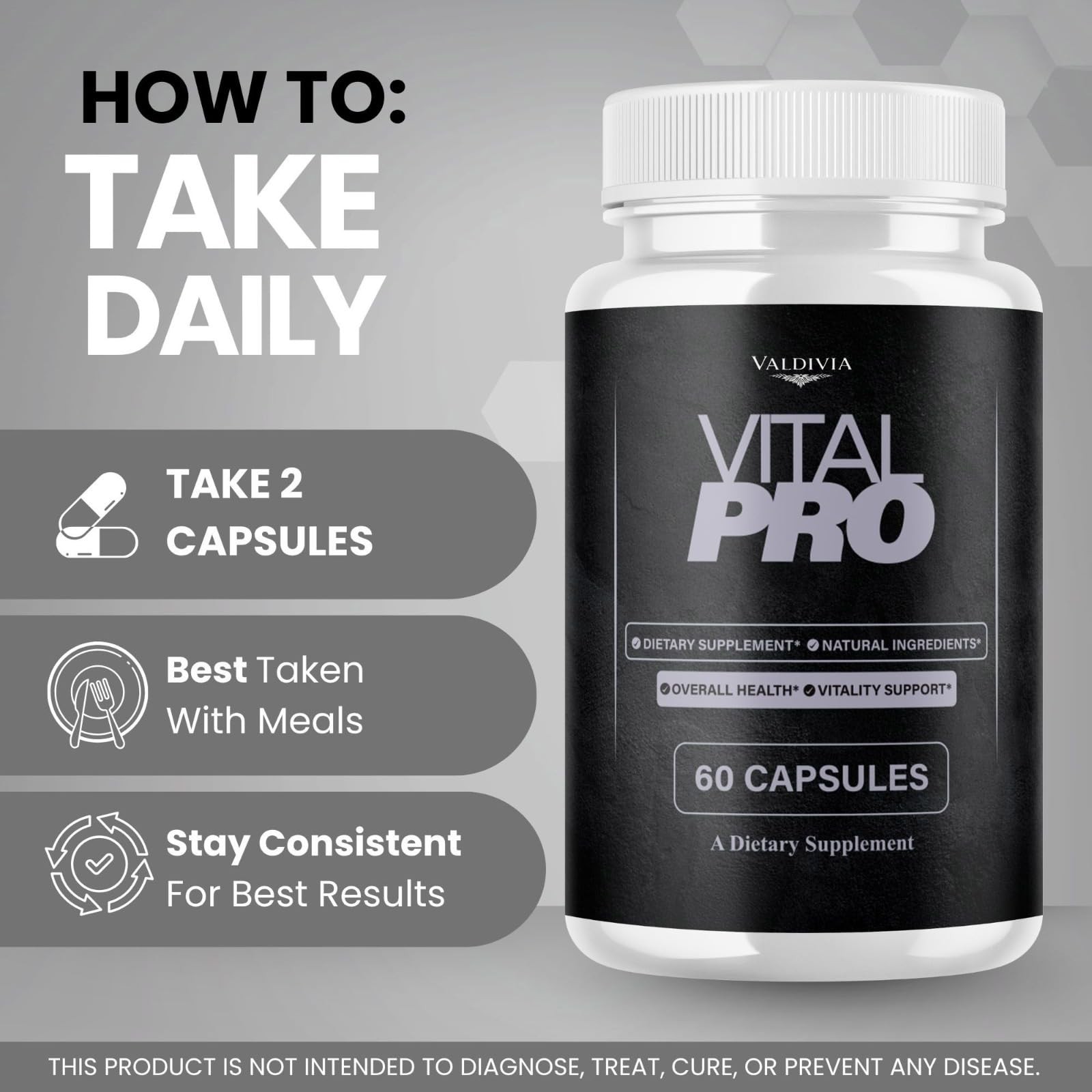VitalPro Men Daily Wellness Supplement Capsules Energy Strength 5 Pack 300Ct