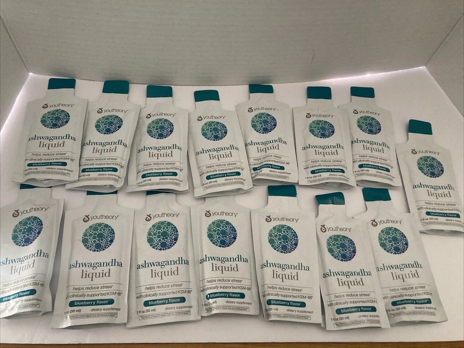 Youtheory – Ashwagandha Liquid Stress Relief Blueberry – 15 Packets 12/2026