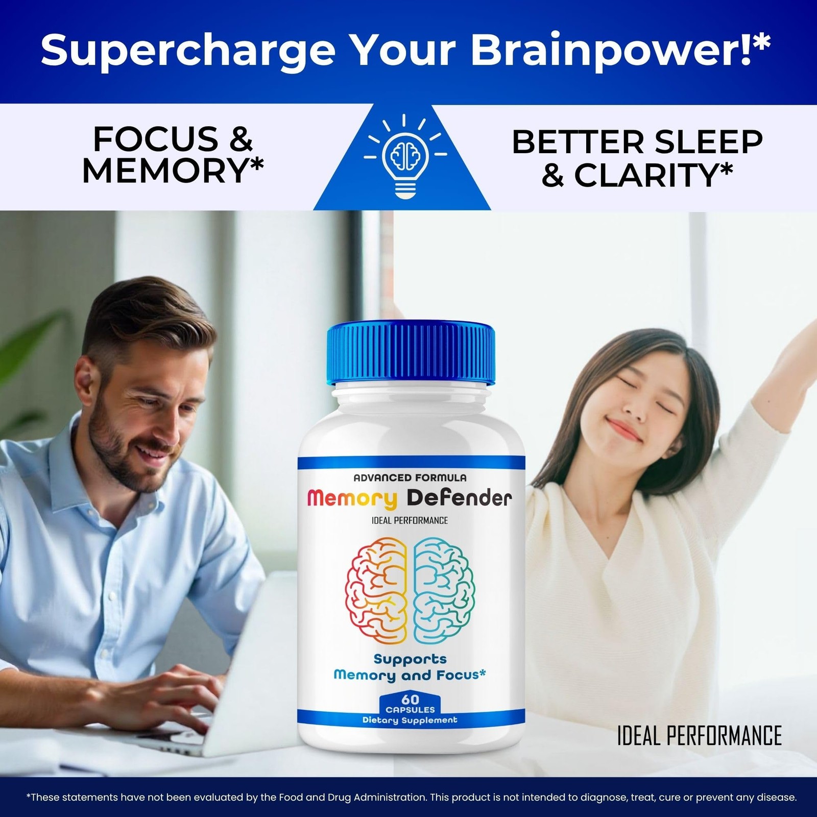 Memory Defender Brain Nervous System Supplement – 180 Capsules (3 Pack)