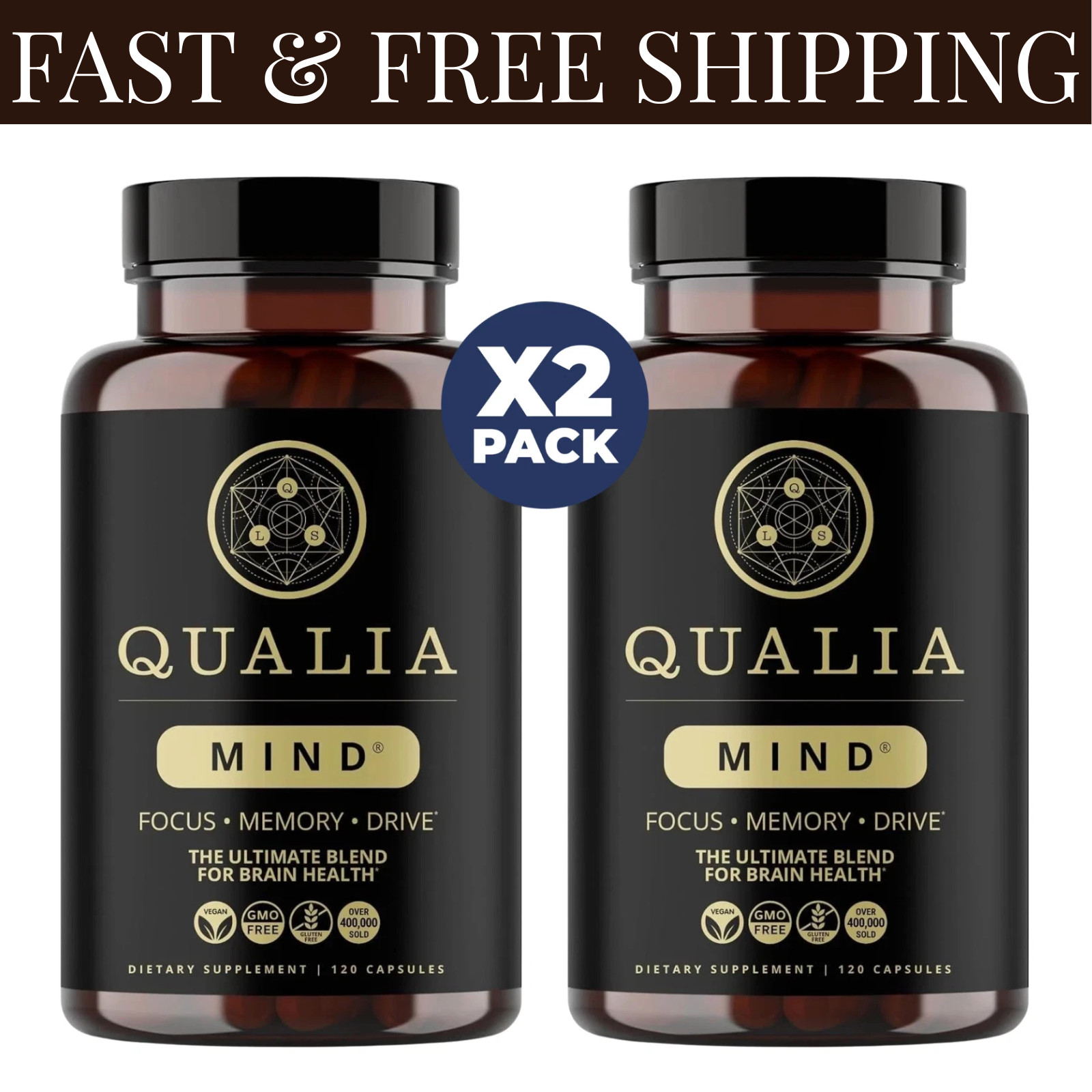 (2 Pack) Qualia Mind Brain 2.0 Supplement Nootropics – 240 Capsules – latest