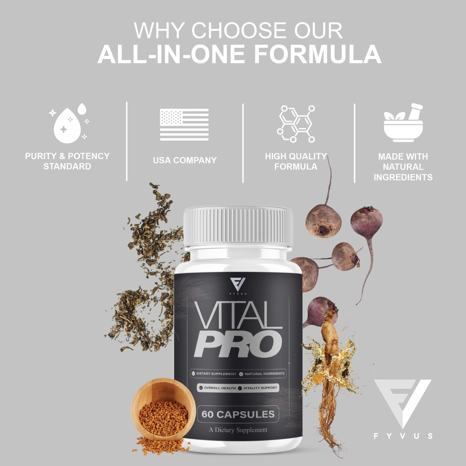 (5 Pack) Vital Pro Capsules, Vital Pro Performance Supplement (300 Capsules)