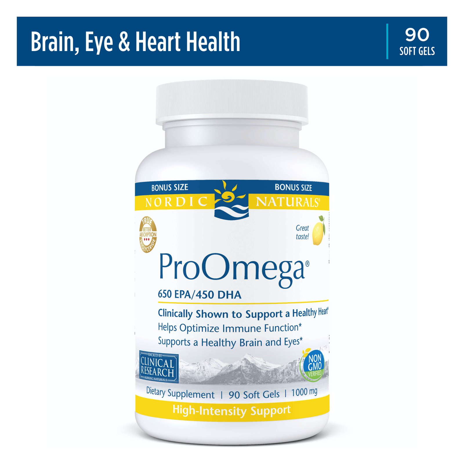 Nordic Naturals ProOmega Soft Gels – Concentrated Omega-3 Fish Oil, 90 Count