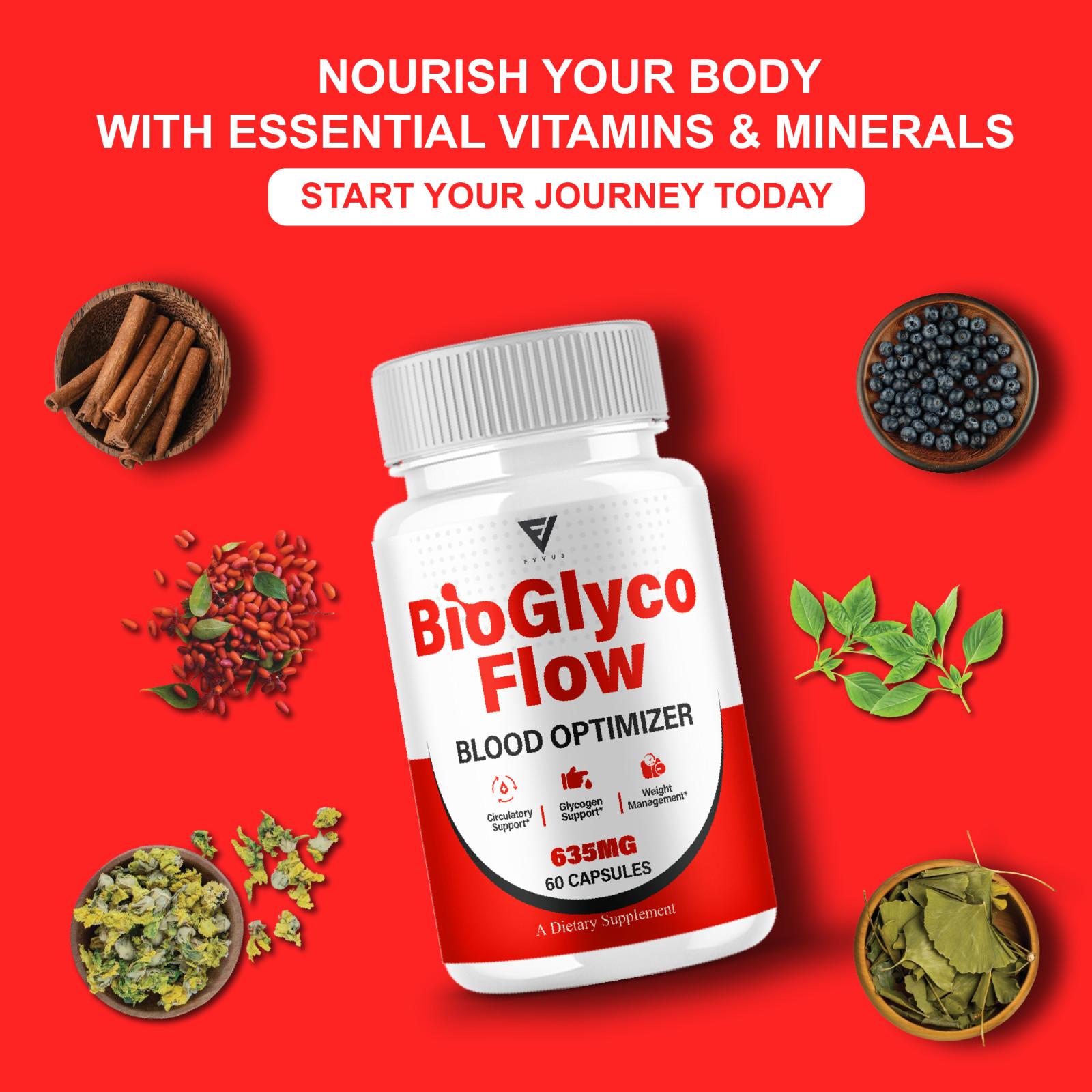 (3 Pack) BioGlyco Flow Blood Optimizer, BioGlyco Flow Supplement (180 Capsules)