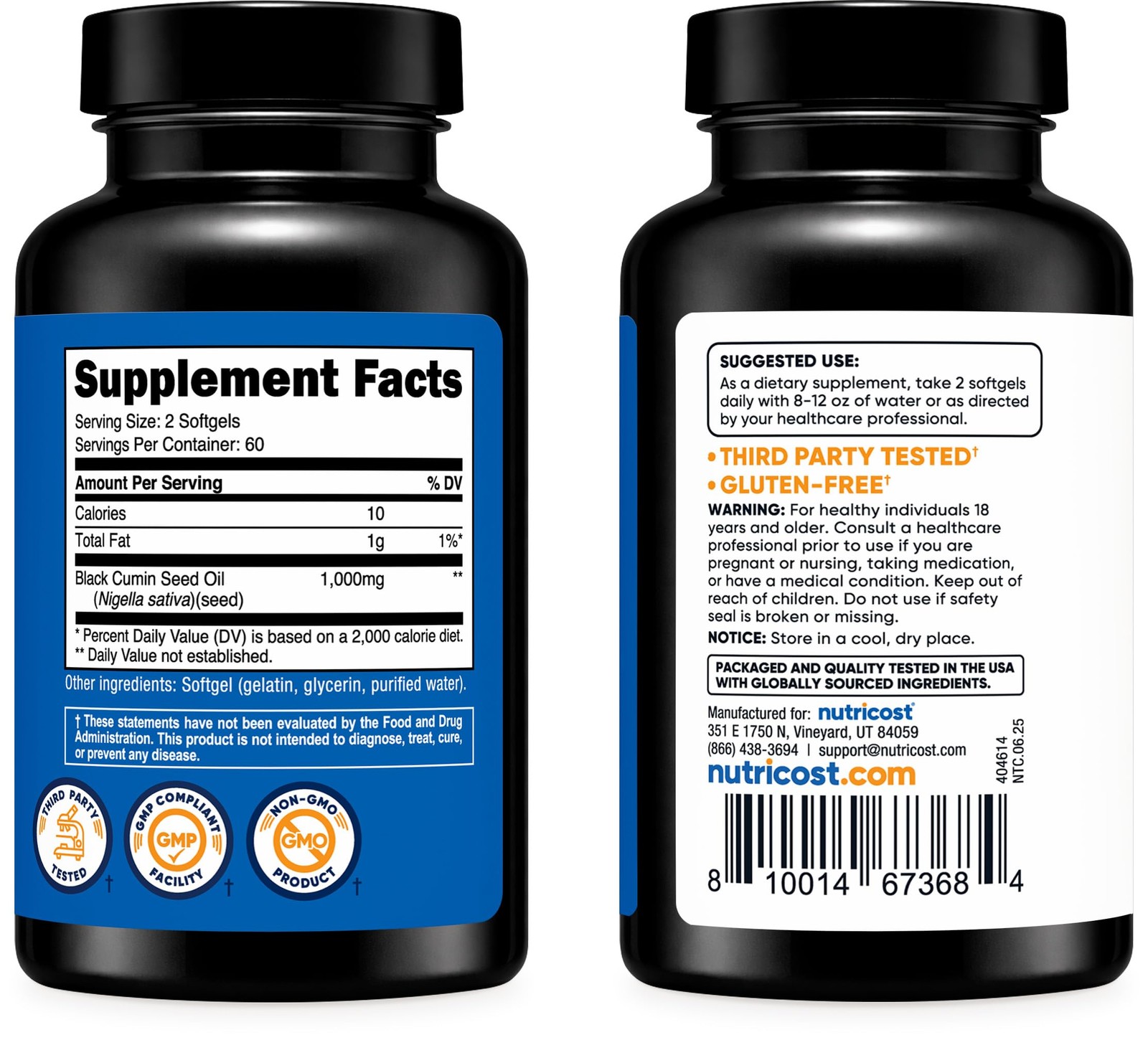 Nutricost Black Seed Oil (Cumin) – Cold Pressed, Source 120 Count (Pack of 1)