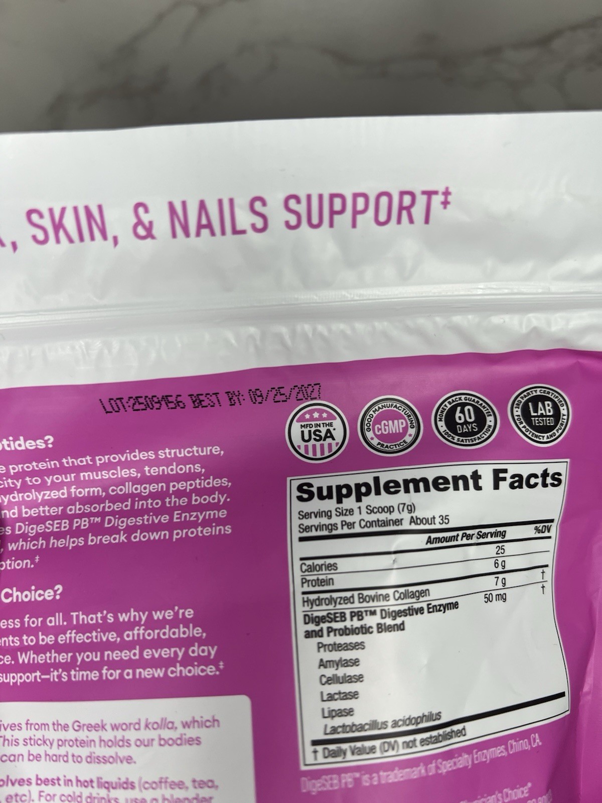 Physician’s Choice Collagen Peptides Unflavored + Probiotics Enzymes 09/27