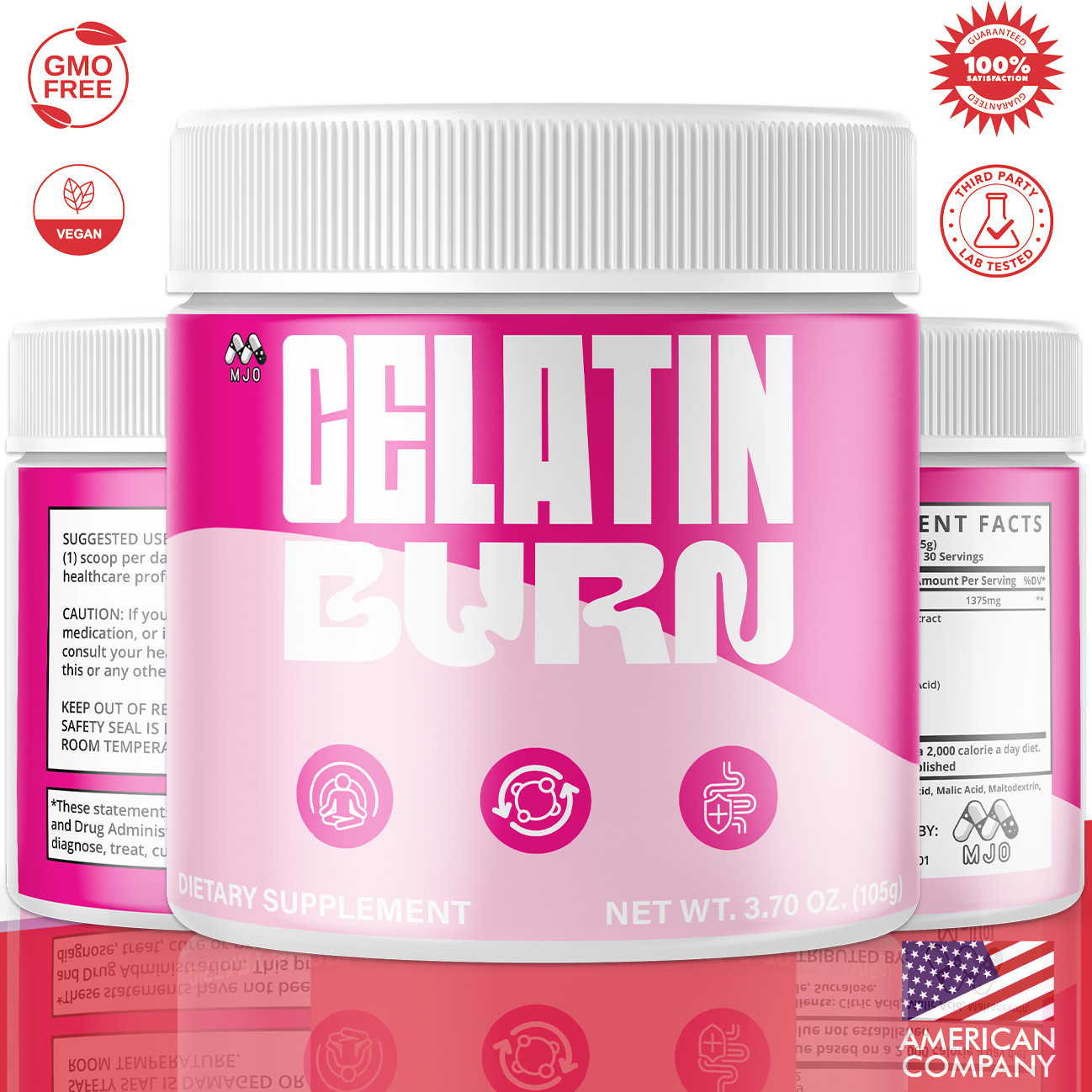 (5 Pack) Gelatin Burn Powder Weight Management Support Supplement GelatinBurn