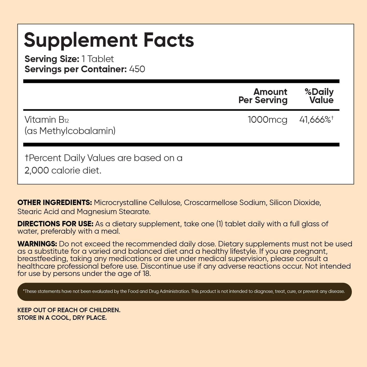 WeightWorld Vitamin B12 1000mcg 450 Tablets – Energy & Nervous System Support