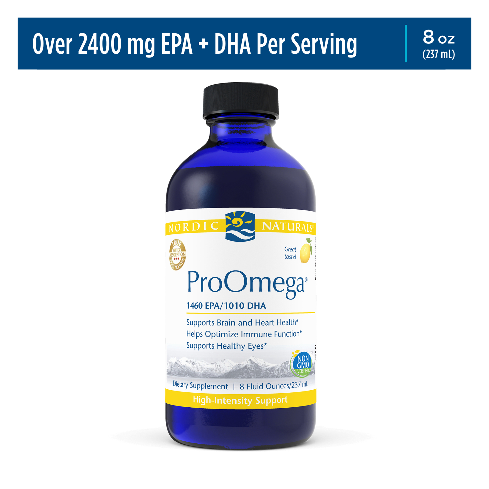 Nordic Naturals ProOmega Liquid – Concentrated Omega-3 Fish Oil, Lemon, 8 oz.