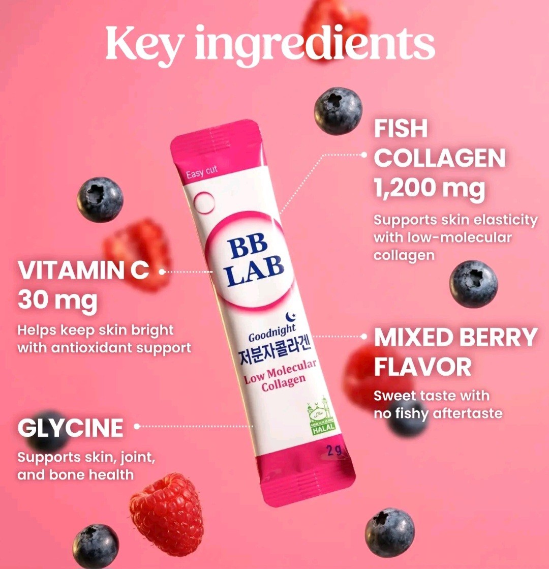 BB LAB Goodnight Low Molecular Collagen Powder Sticks Mixed Berry 2g 30 Count
