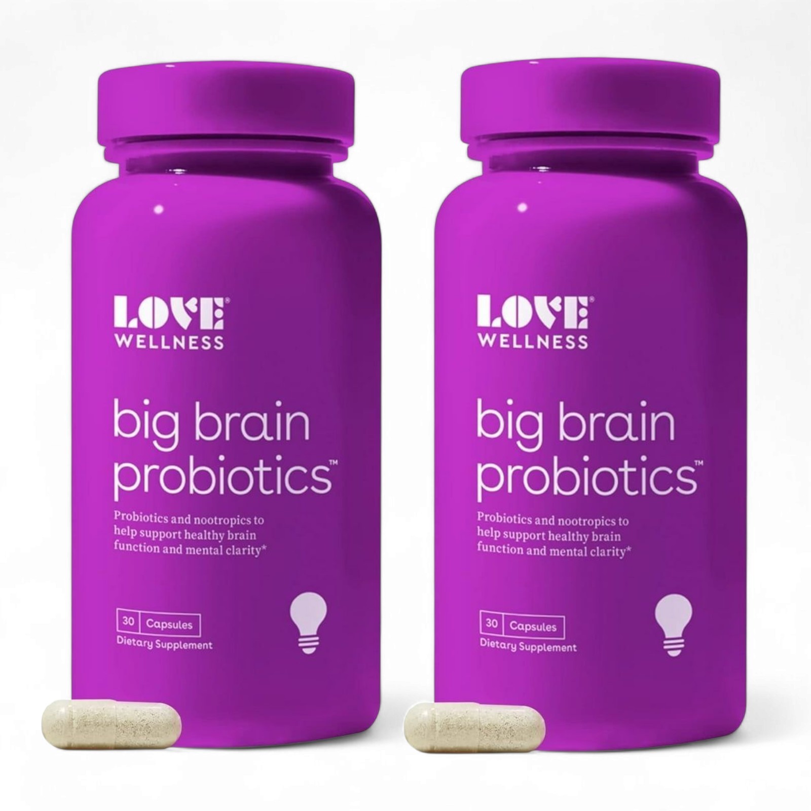 Love Wellness Big Brain Probiotics, 30 Caps(2 SET) Exp 8/27 Previous Packaging