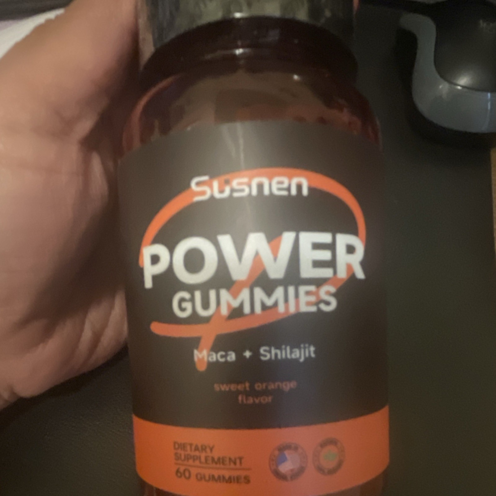 Susnen Power Gummies Maca + Shilajit Sweet Orange Flavor 60 Count