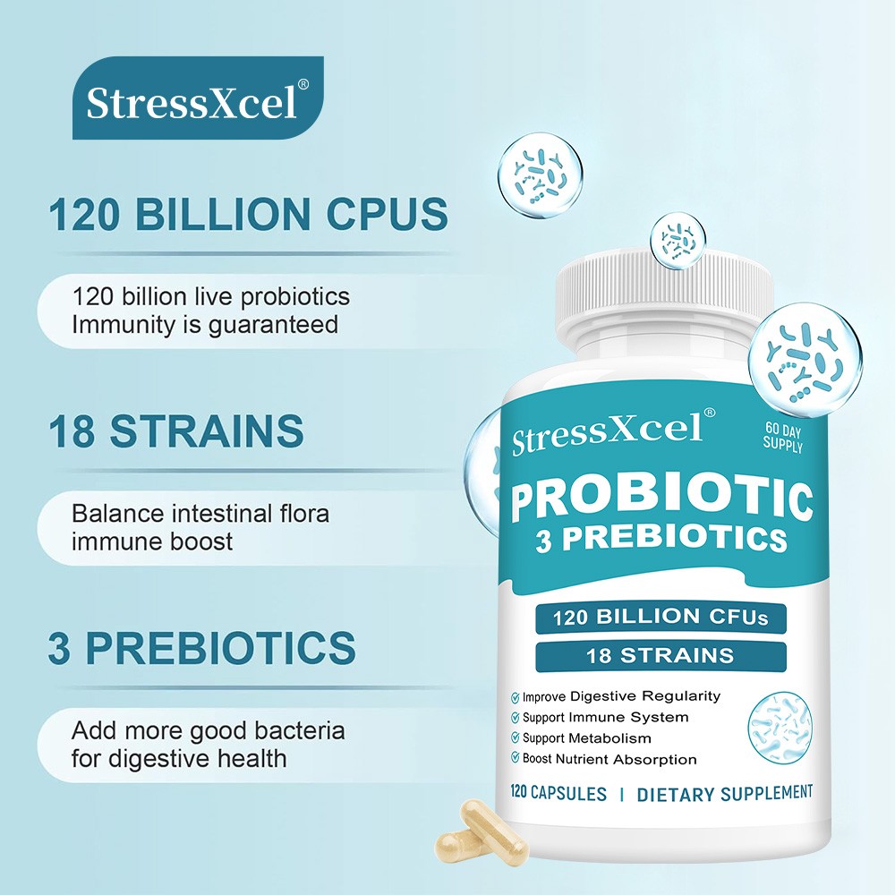 Probiotics 120 Billion CFUs 18 Strains 3 Prebiotics Digestive Enzymes For Unisex