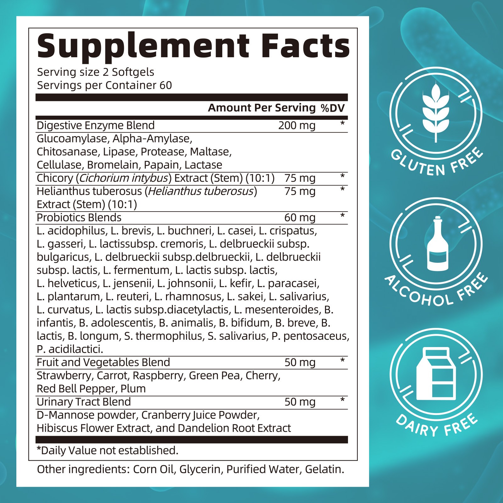 Probiotic 36 Strains + Digestive Enzymes 120ct – Prebiotic, Gut & Immune Support