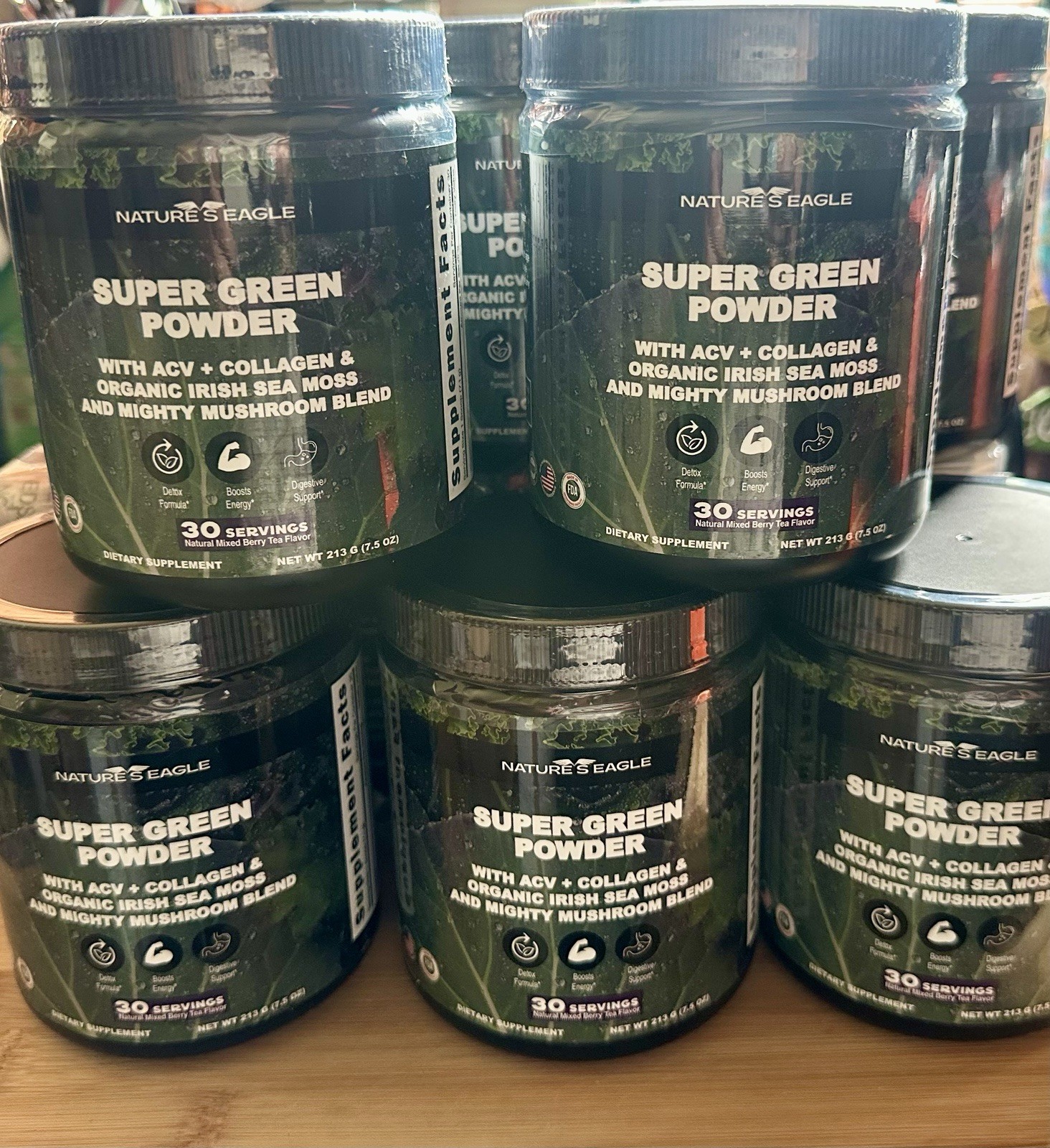 Nature’s Eagle Super Green Powder ACV Collagen Sea Moss 30 Servings 7.5 oz