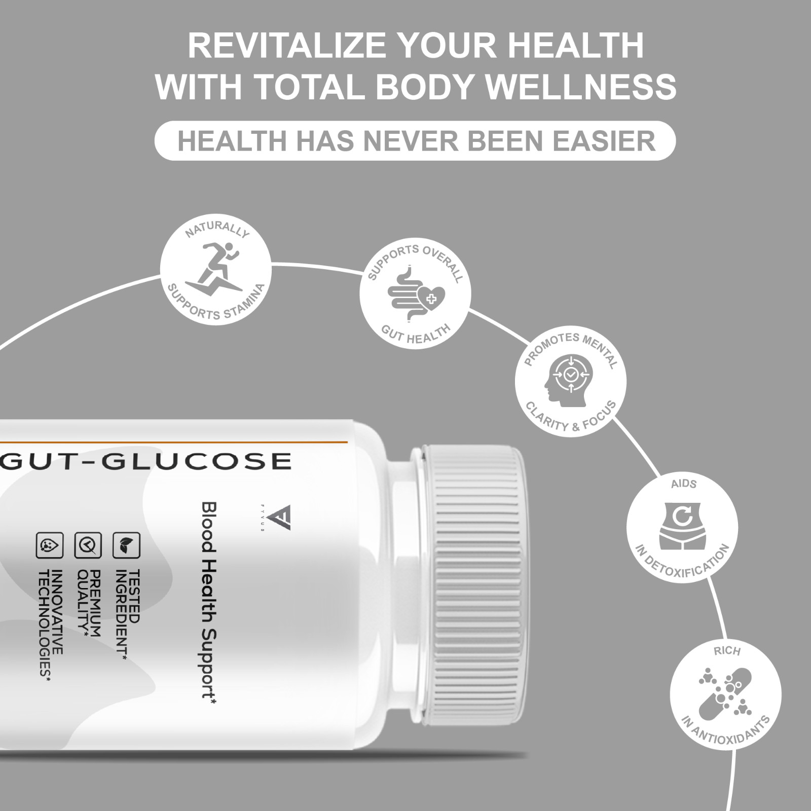 (5 Pack) Gut-Glucose Blood Support, Gut-Glucose Supplement (300 Capsules)