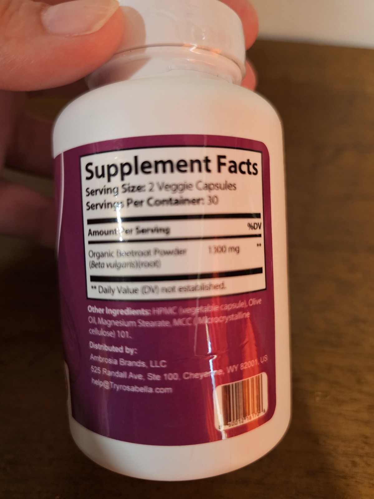 Rosabella beetroot dietary supplement capsules 60ct 1300MG