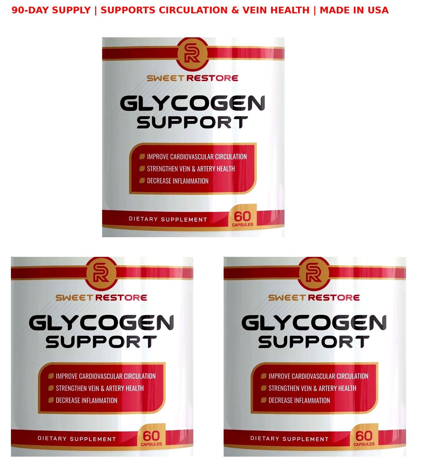 Sweet Restore & Relief Glycogen Support Supplement – Three Bottles Blood Health