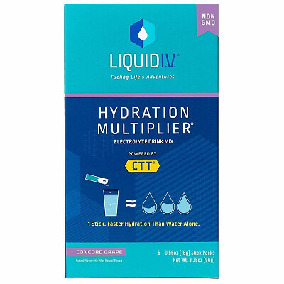 Liquid I.V. LVM6020 Electrolyte Hydration Drink Mix, Grape, 6-Ct. – Quantity 12