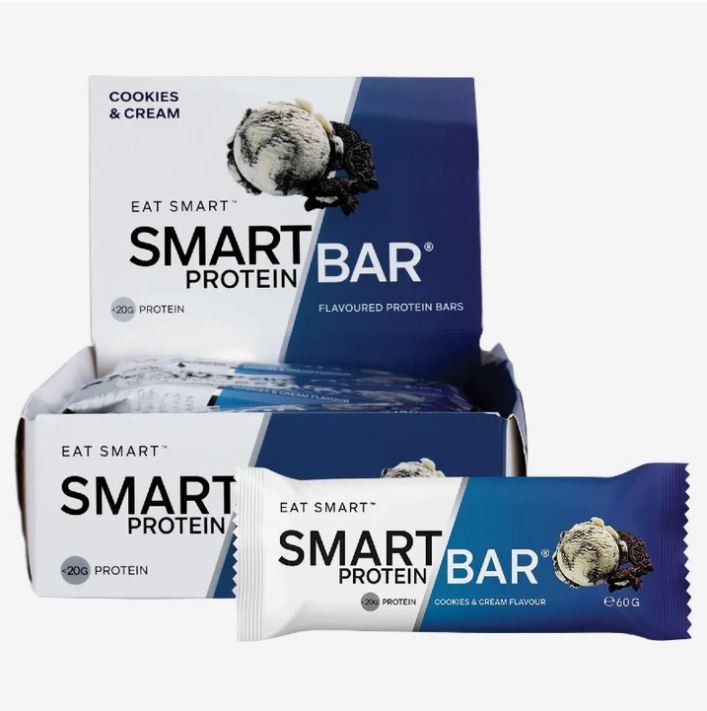 New Smart Protein Bar Cookies & Cream 60g x 12 Bars by Smart Diet Solutions