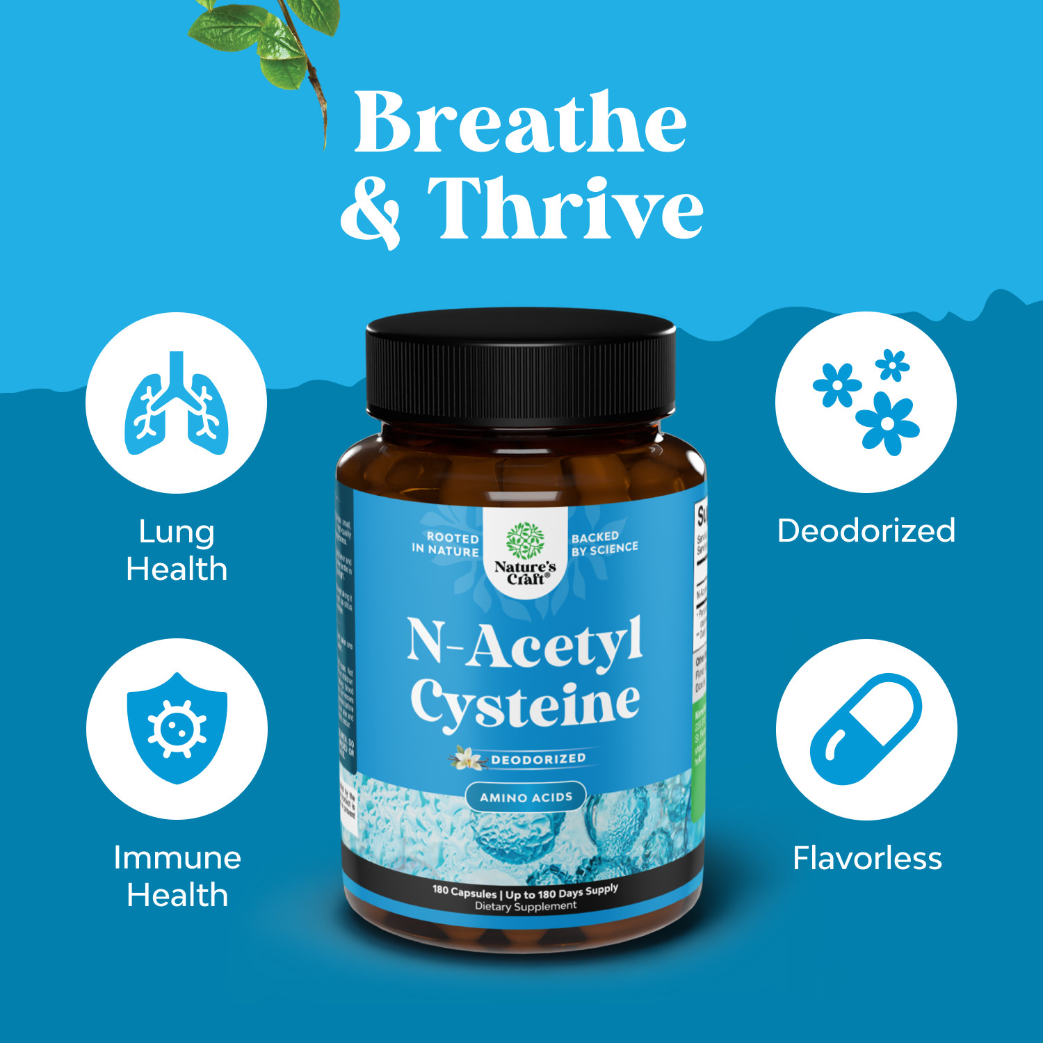 NAC Supplement N-Acetyl Cysteine 600mg – Potent Vegan High Absorption 180ct