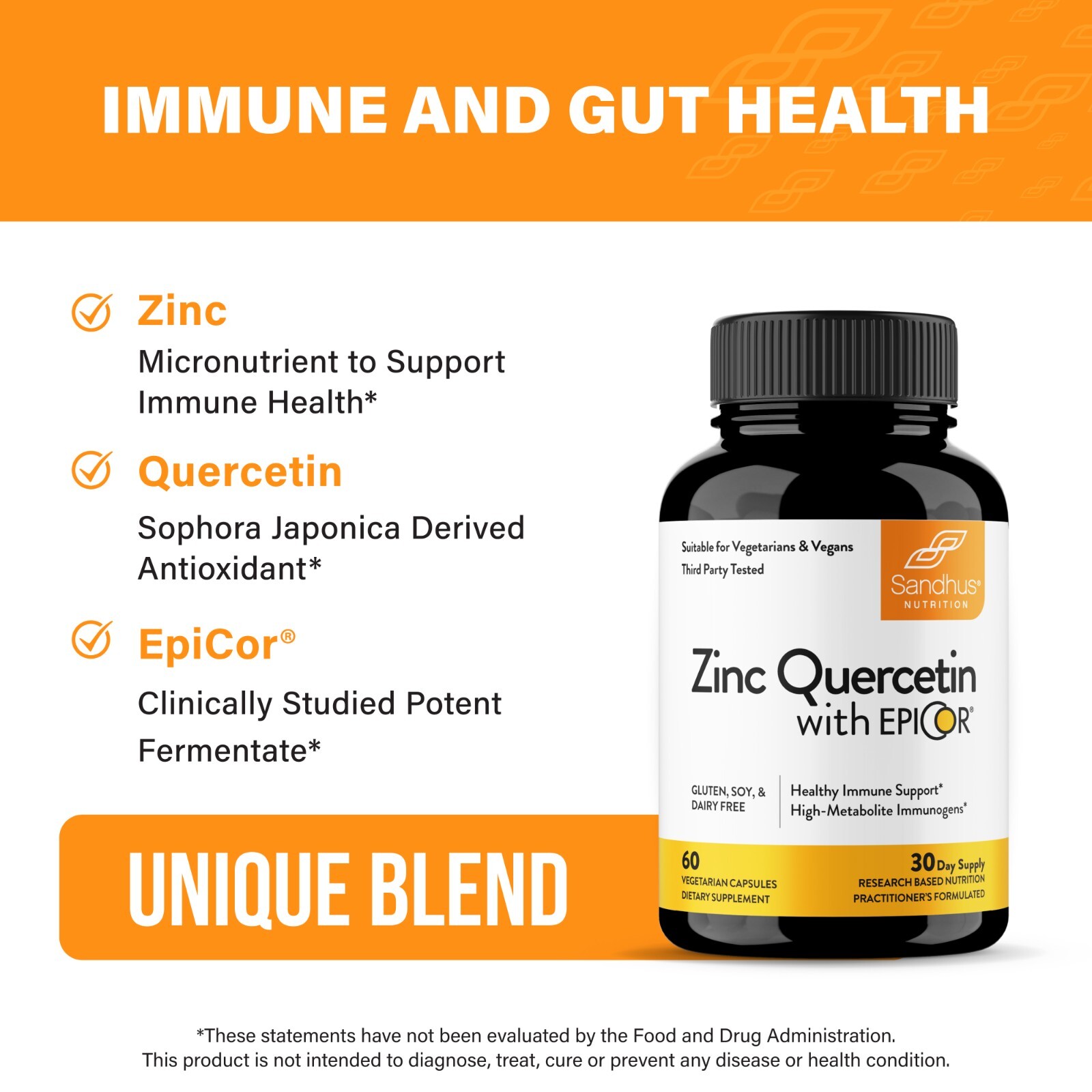 Sandhu’s Zinc Quercetin with EpiCor® – Gluten-free Zinc Supplement