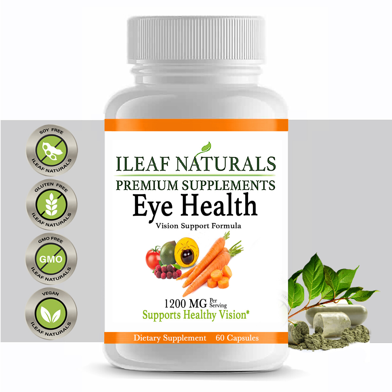 iLeafNaturals Eye Health Support 1200 MG – 60 Veggie Capsules