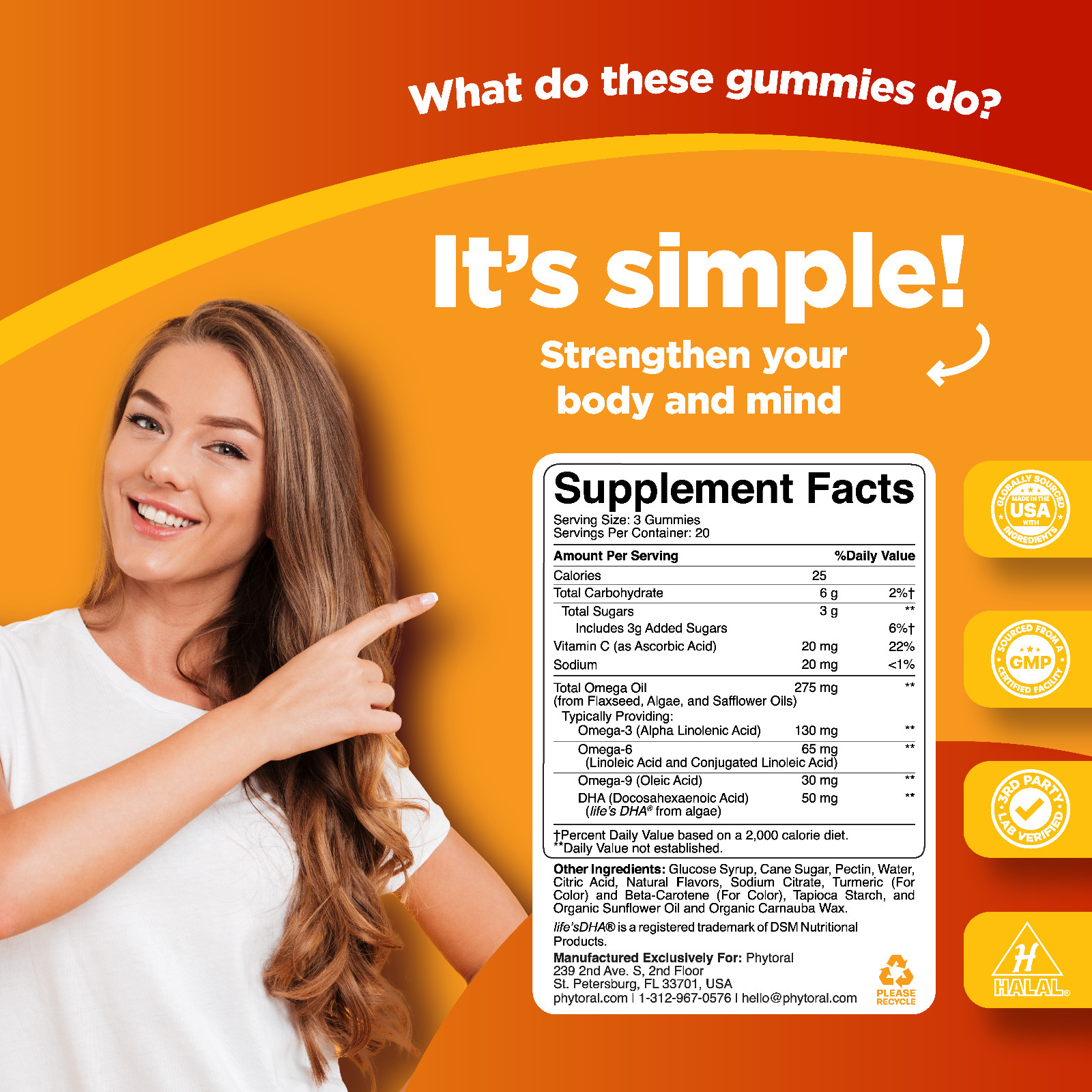 DHA Omega 3 Gummies for Adults – Delicious Vegetarian Omega 3 Supplement