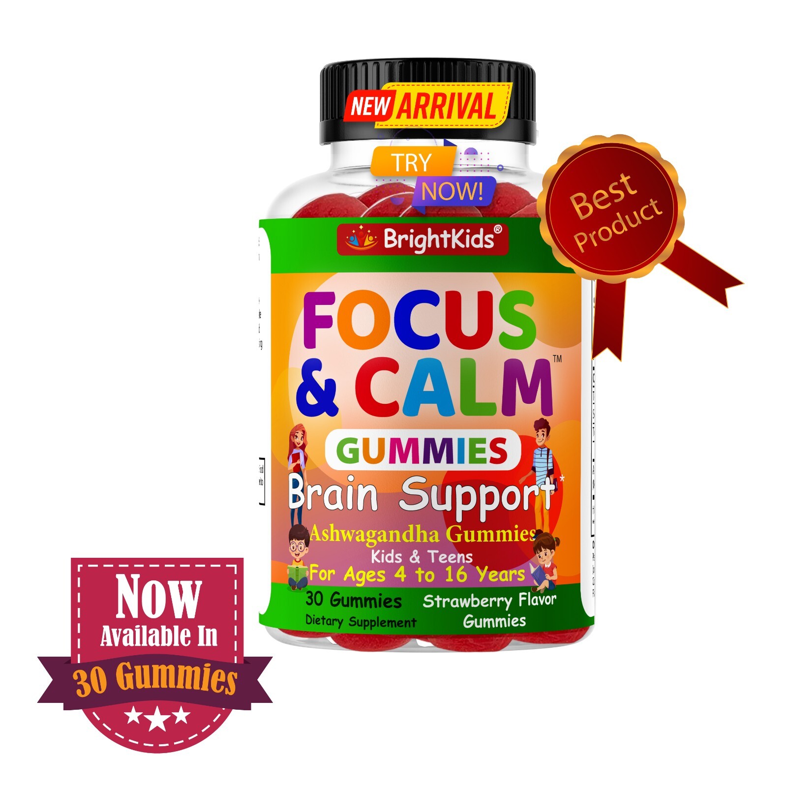 Brain Booster Supplement For Kids & Teens, Support Memory, Kids Vitamin 12/12/25