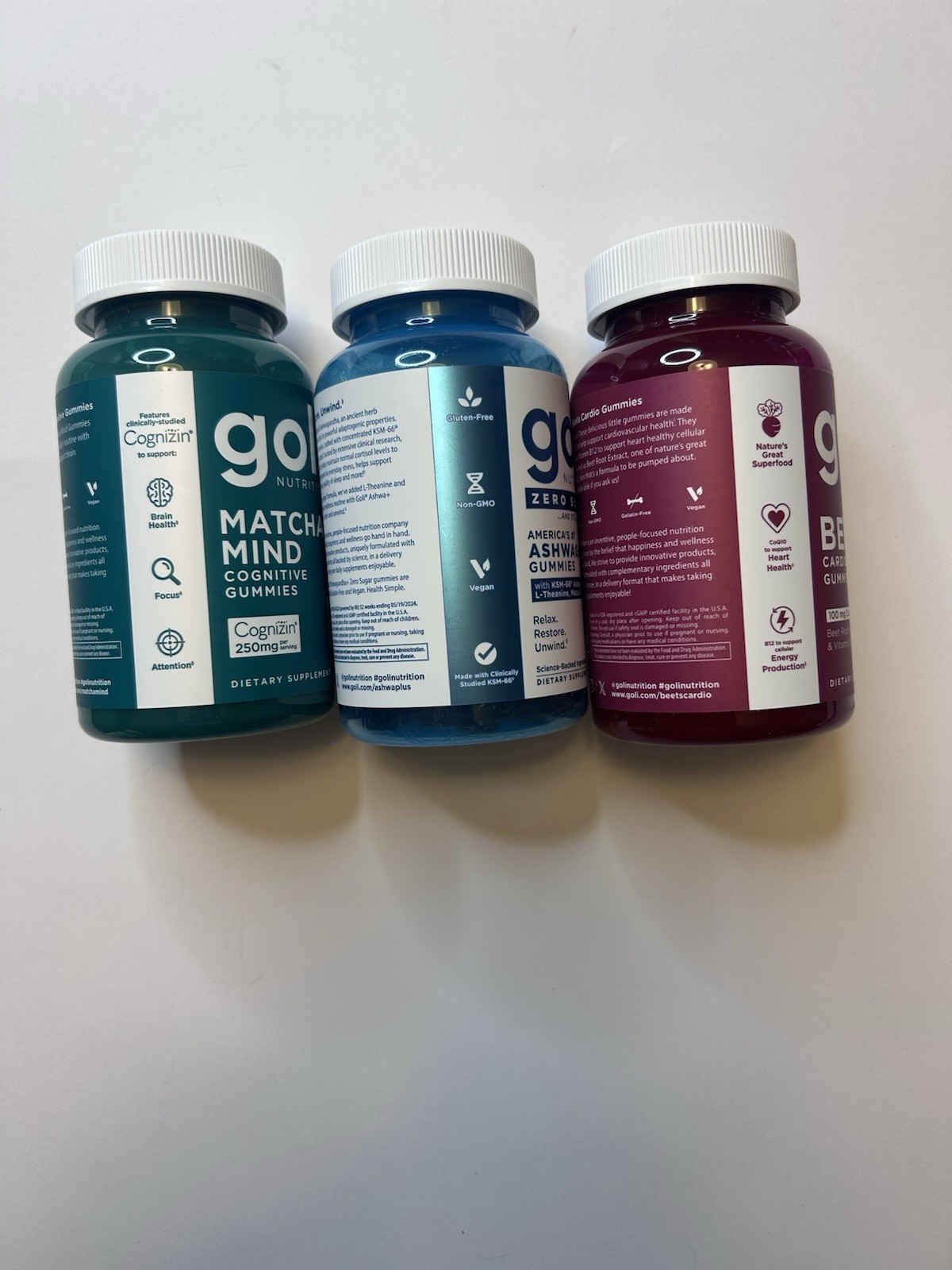 Goli Nutrition Matcha Mind + Ashwagandha + Beets Gummies Bundle 60 Ct