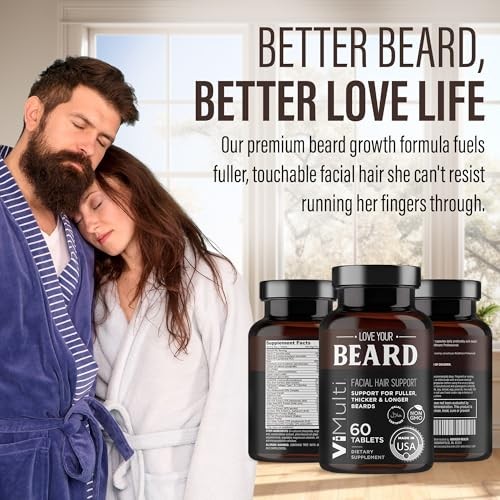 Men’s Beard Growth Supplement – Biotin, Collagen, Keratin 60 Tablets