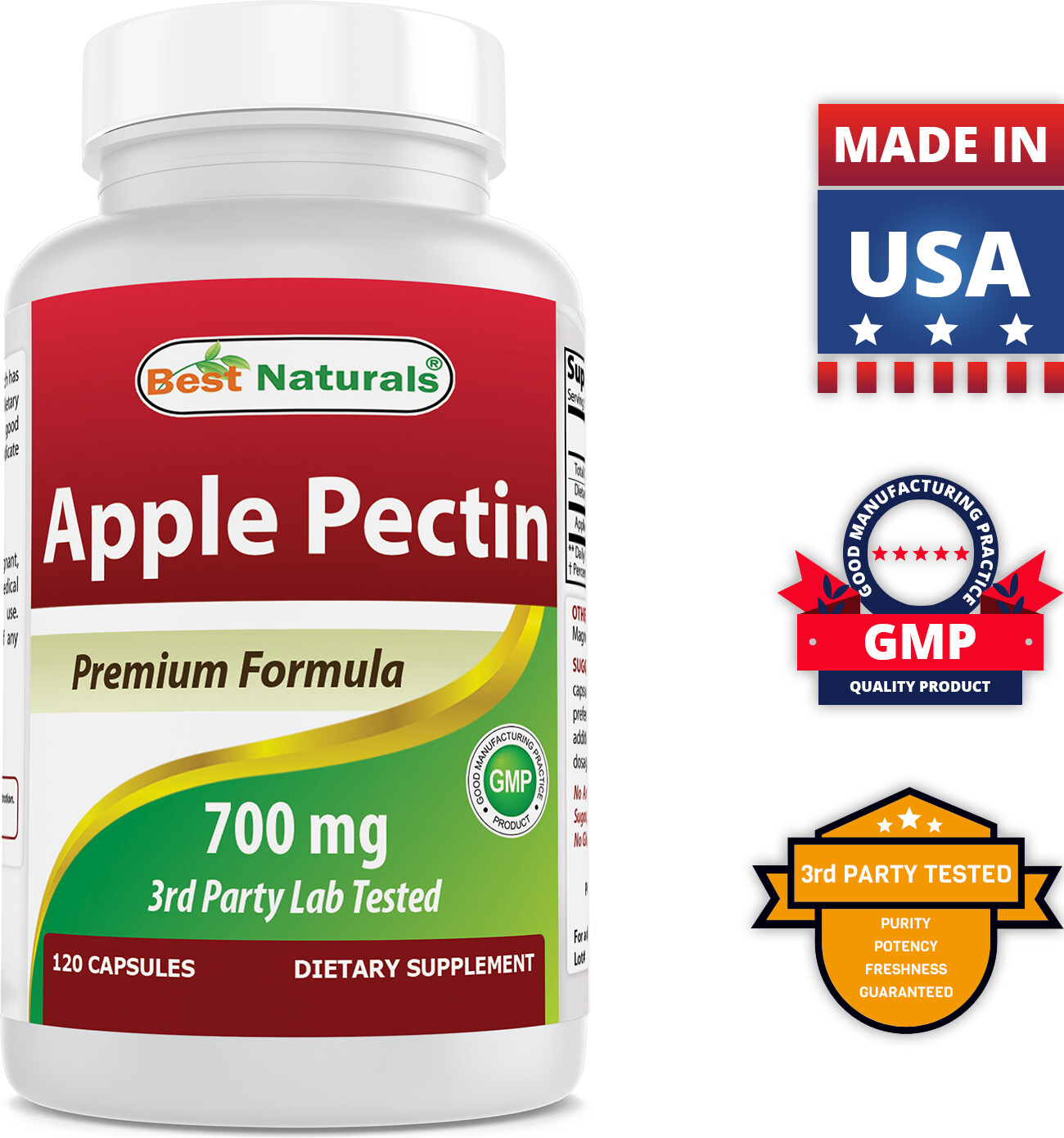 Best Naturals apple pectin 700 mg 120 Capsules -support healthy digestive system