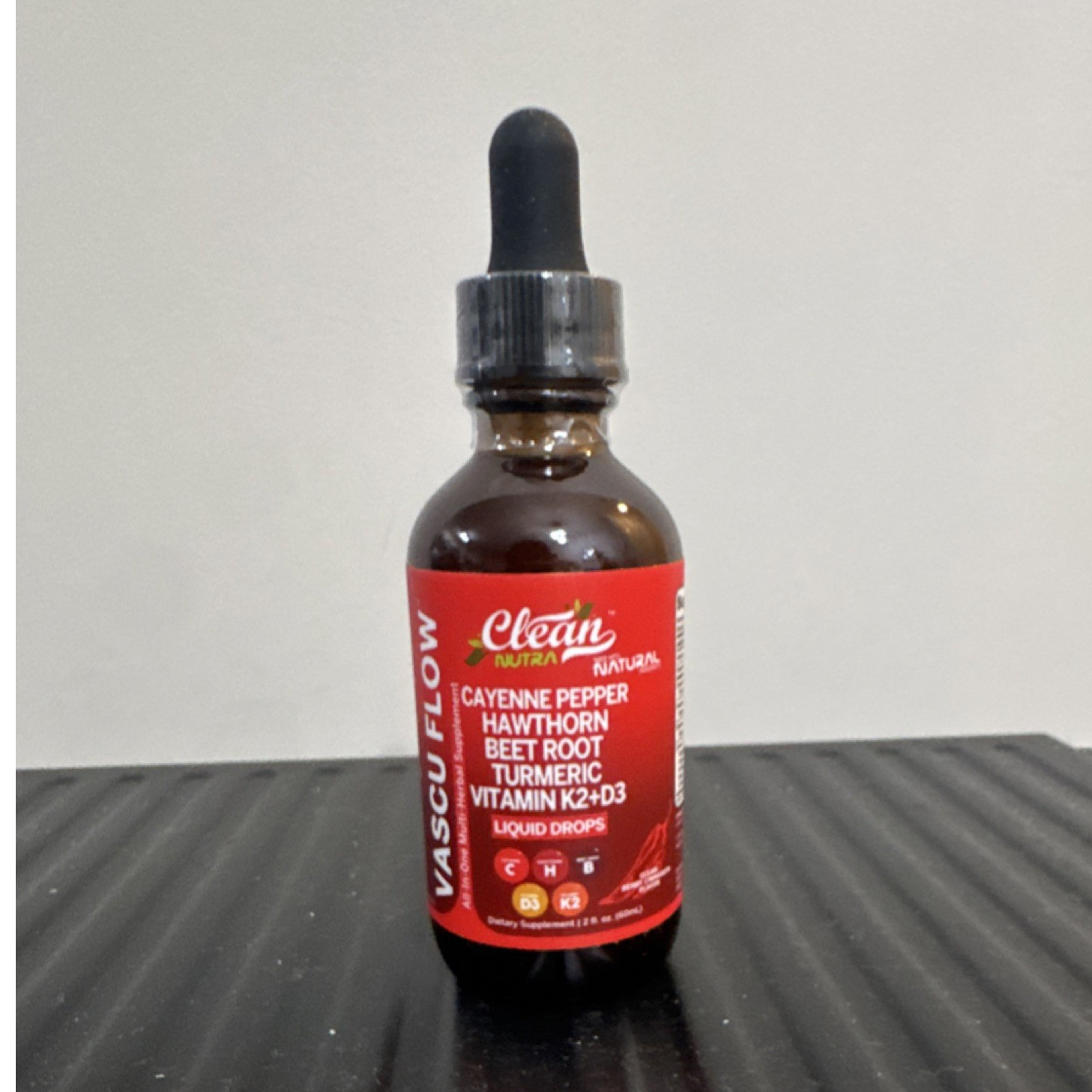 Clean Nutra Cayenne Hawthorn Beet Root Turmeric K2+D3 Liquid Drops 2oz