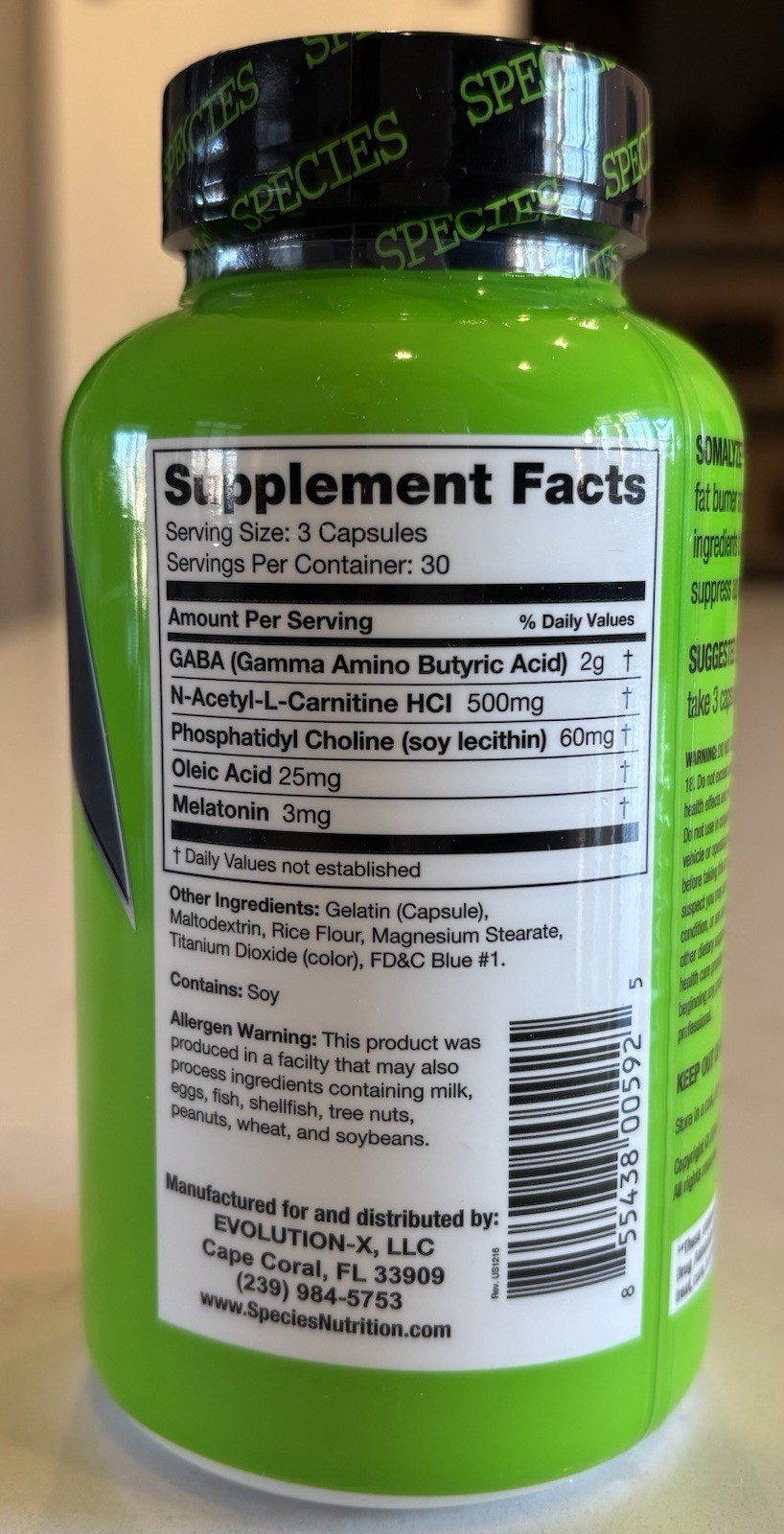 Species Nutrition Somalyze Sleep Aid Fat Loss 90 Capsules Exp. 12/27 Sealed