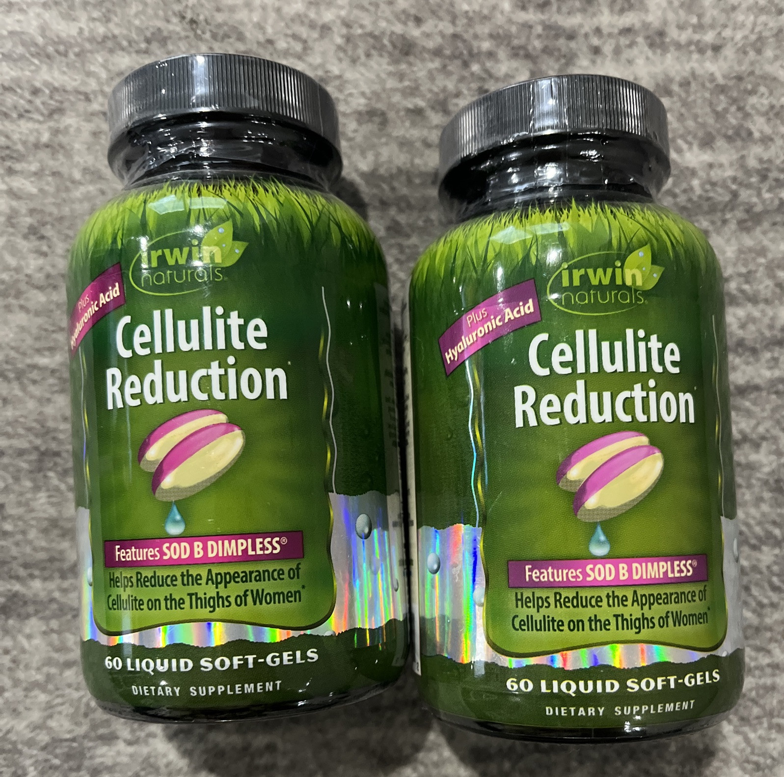 2x IRWIN NATURALS Cellulite Reduction SOD B Dimpless Thighs Hyaluronic Acid 60ct