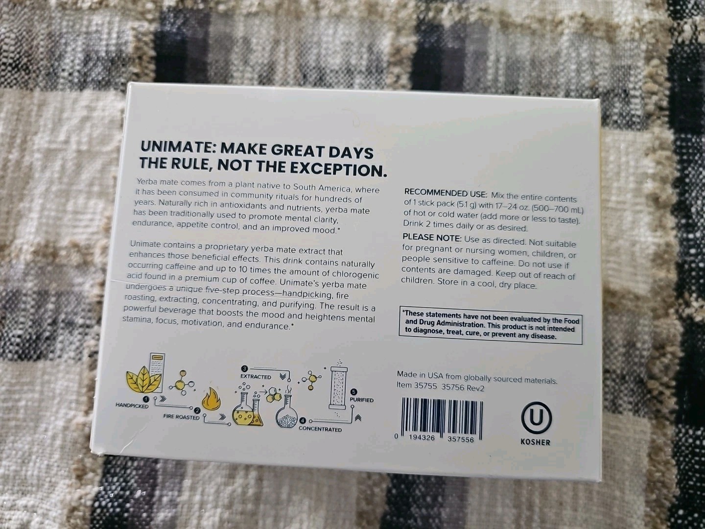 Unicity Unimate Natural Lemon Yerba Mate Drink Mix Ultra Concentrated, 30 Pack