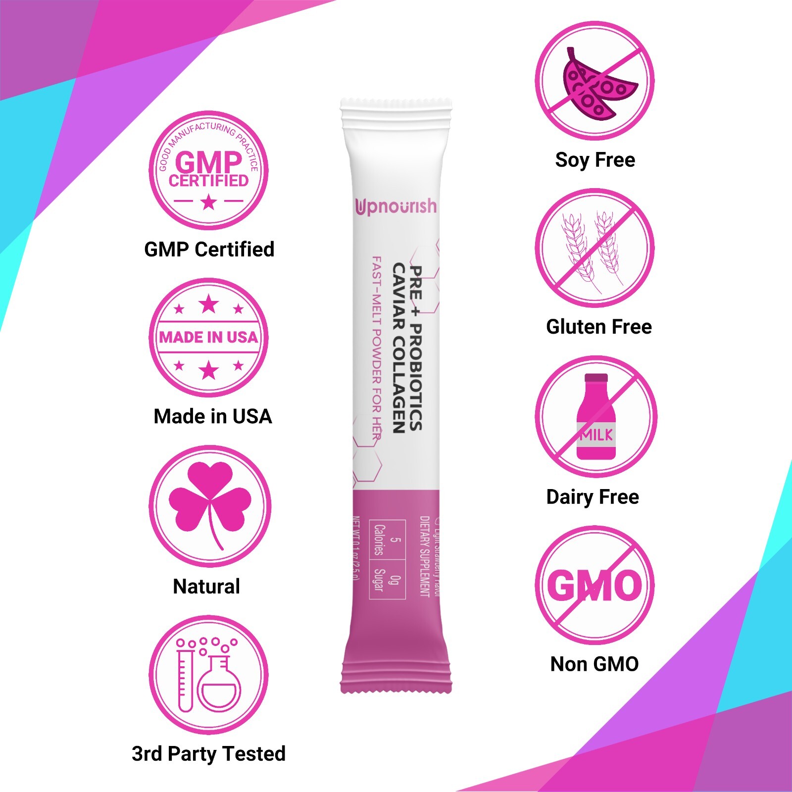 Pre Probiotics for Women with Caviar Collagen, Cranberry, d-Mannose Powder Stick
