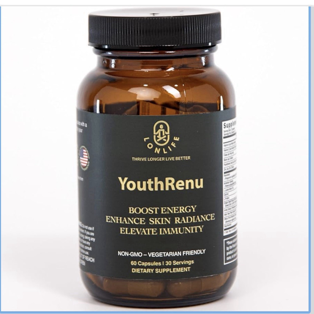 Lonlife YouthRenu Resveratrol & American Ginseng 60 Capsules Non-GMO Vegan