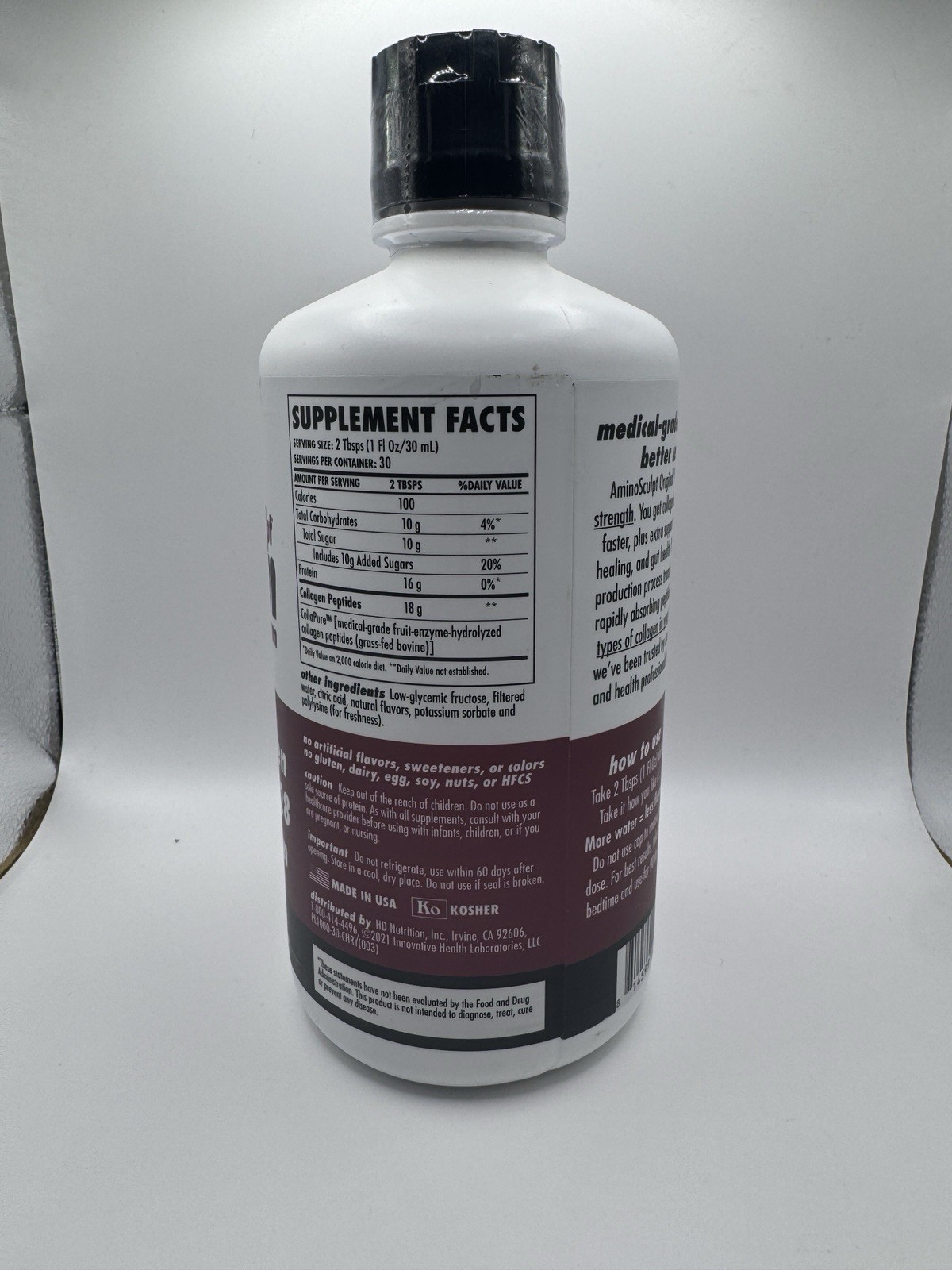 Health Direct AminoSculpt Original 18g Collagen Liquid Original Cherry 30oz