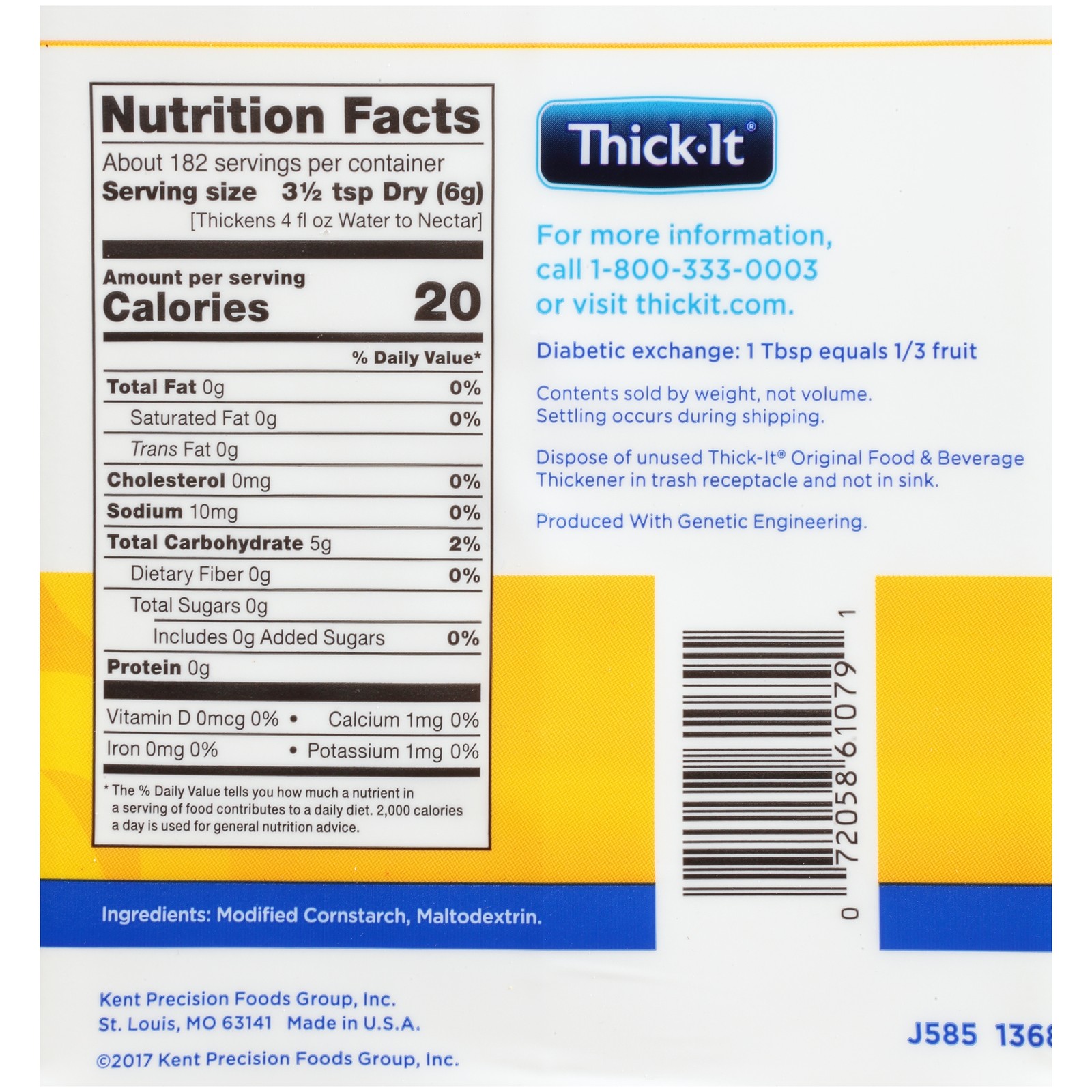 Thick-It Original Food & Drink Thickener Unflavored 36 oz. Canister 6 Ct