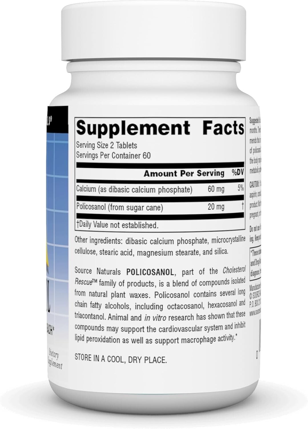 Source Naturals Policosanol Supports Cardiovascular Health, 10 Mg -120 Tablets
