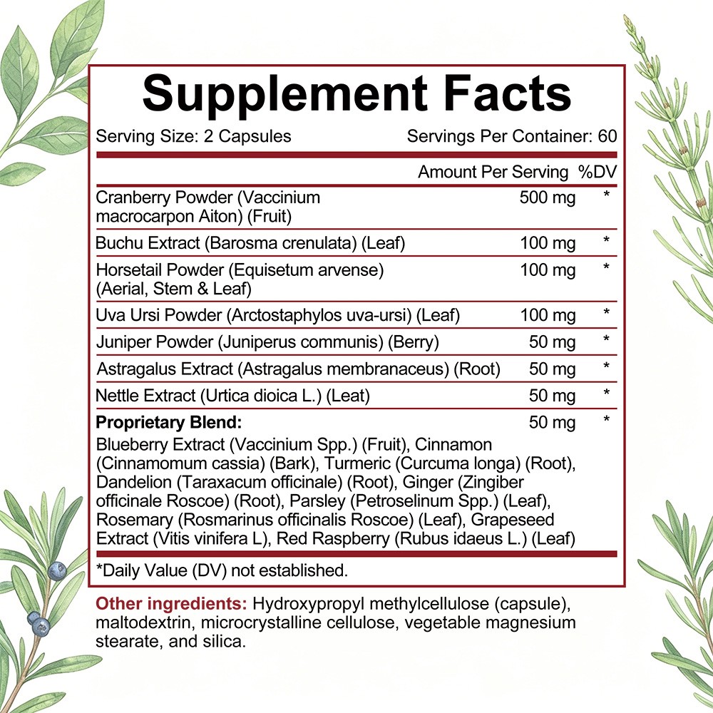 Herbal Kidney Cleanse Supplement,15-in-1 Plant Blend,Urinary Function,30~120Caps