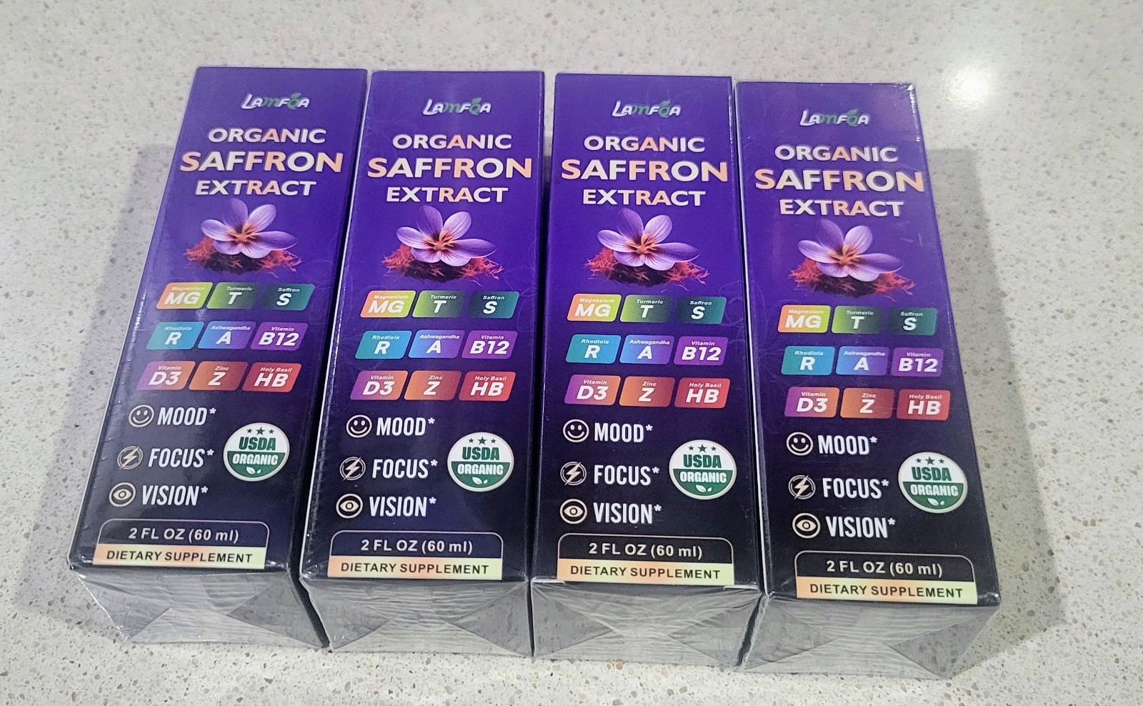 (4) Saffron Extract Anxiety Relief, Mood, Focus, Vision 2 FL oz (60ml)📌📌
