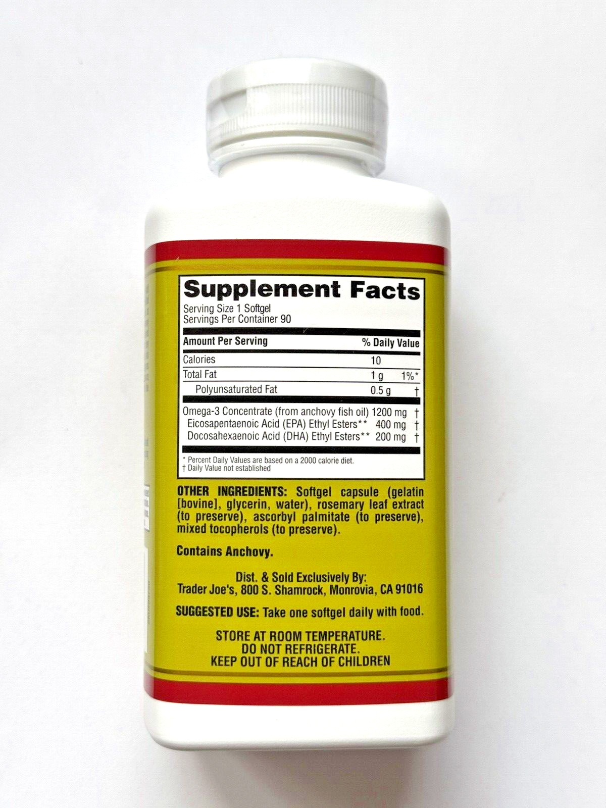 Trader Joe’s Omega-3 Fatty Acids Dietary Supplement 90 Gels