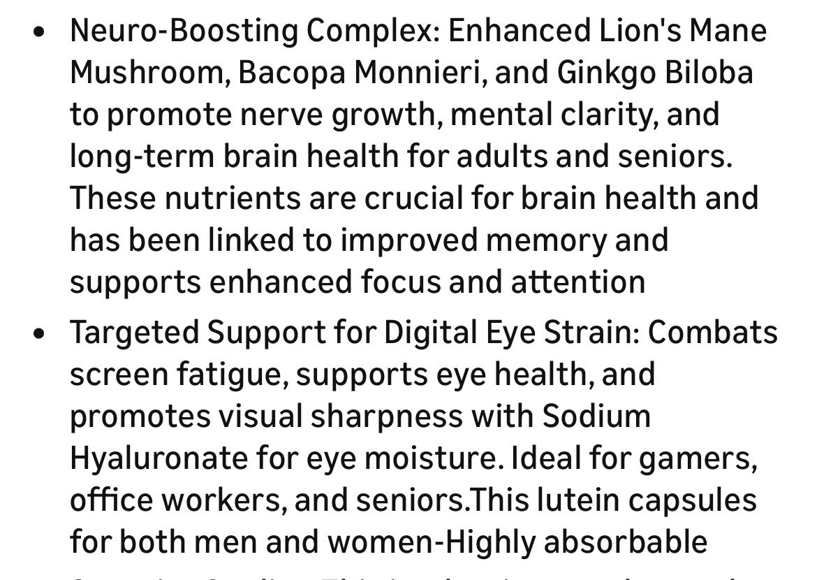 Alliwise Lutein Eye+Brain- Vision Health, Focus-Premium 2 In 1 Supplement 120 Ct