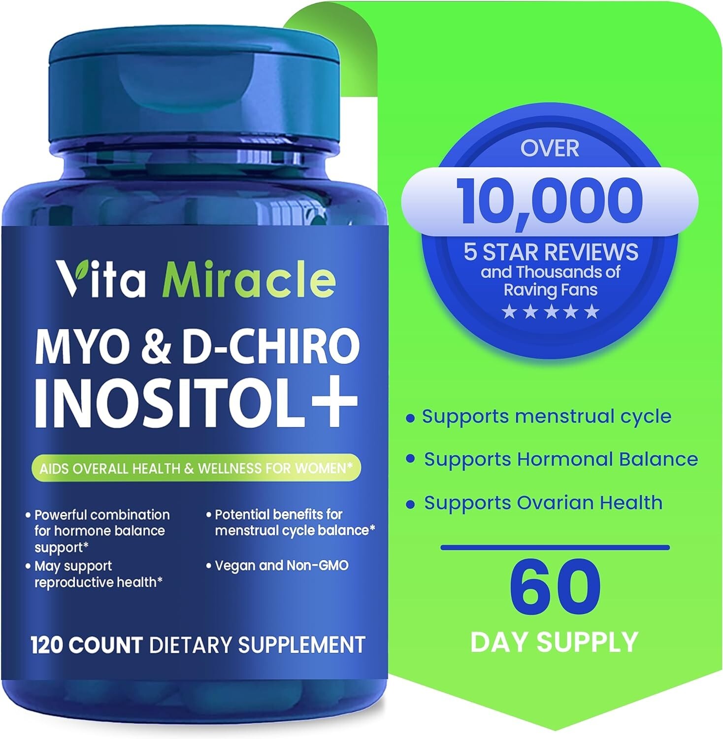 Inositol Supplement Myo-Inositol & D-Chiro Inositol Capsules 2000mg 40:1 Ratio