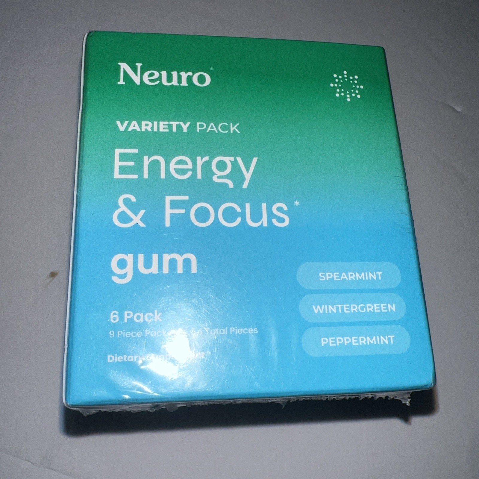 Neuro Energy & Focus Gum, Variety Pack (3 Flavors), 6 Pack (54 Pieces)