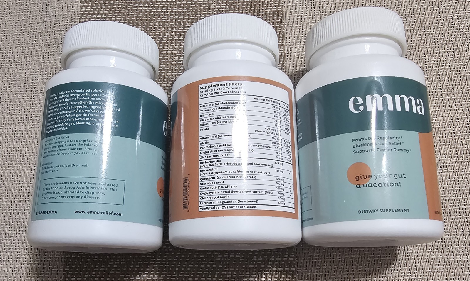 Emma Gut Health Supplement 3-pack 60 Capsules New Sealed