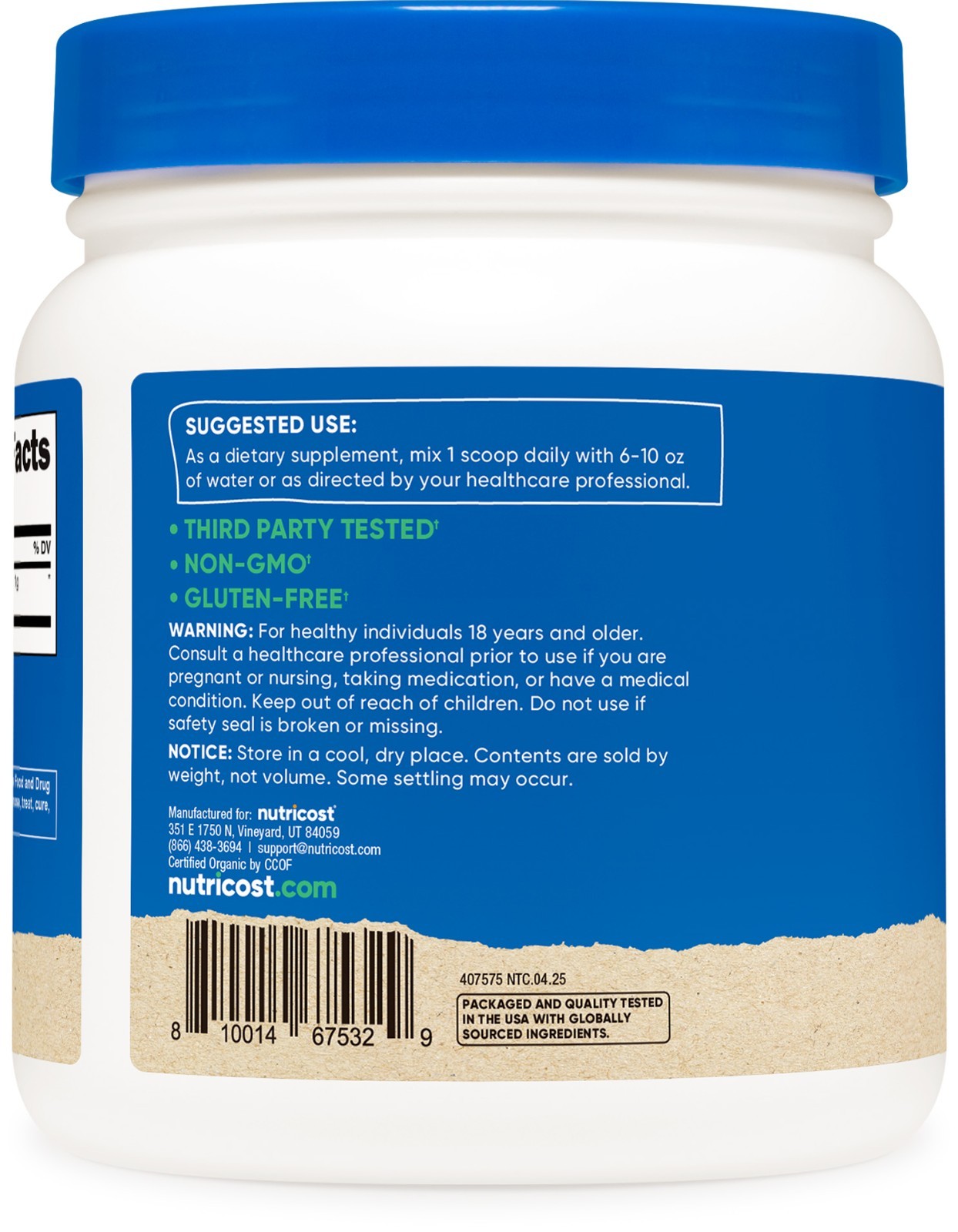 Nutricost Organic Spirulina Powder 454 Grams (1LB) – 1g Per Serving, 454 Serving