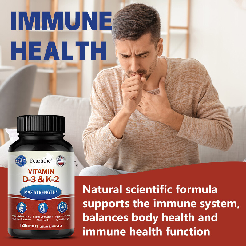Vitamin D3 2000 IU K2 MK7 75 mcg, Vit D and K Supplement, Immune Health