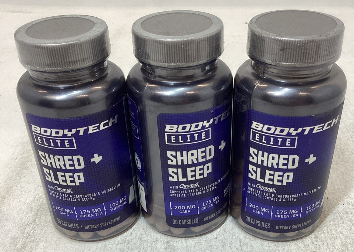 3x BodyTech Elite Shred + Sleep Metabolism Support 30 Capsules/Bottle Exp 06/27